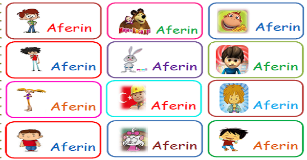 1. Sınıflar İçin Aferin Kartları