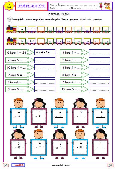 3.Sınıf Matematik Çarpma İşlemi Etkinliği 7