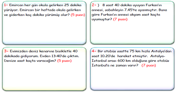 4.Sınıf Matematik Zaman Ölçüleri Problemleri-5