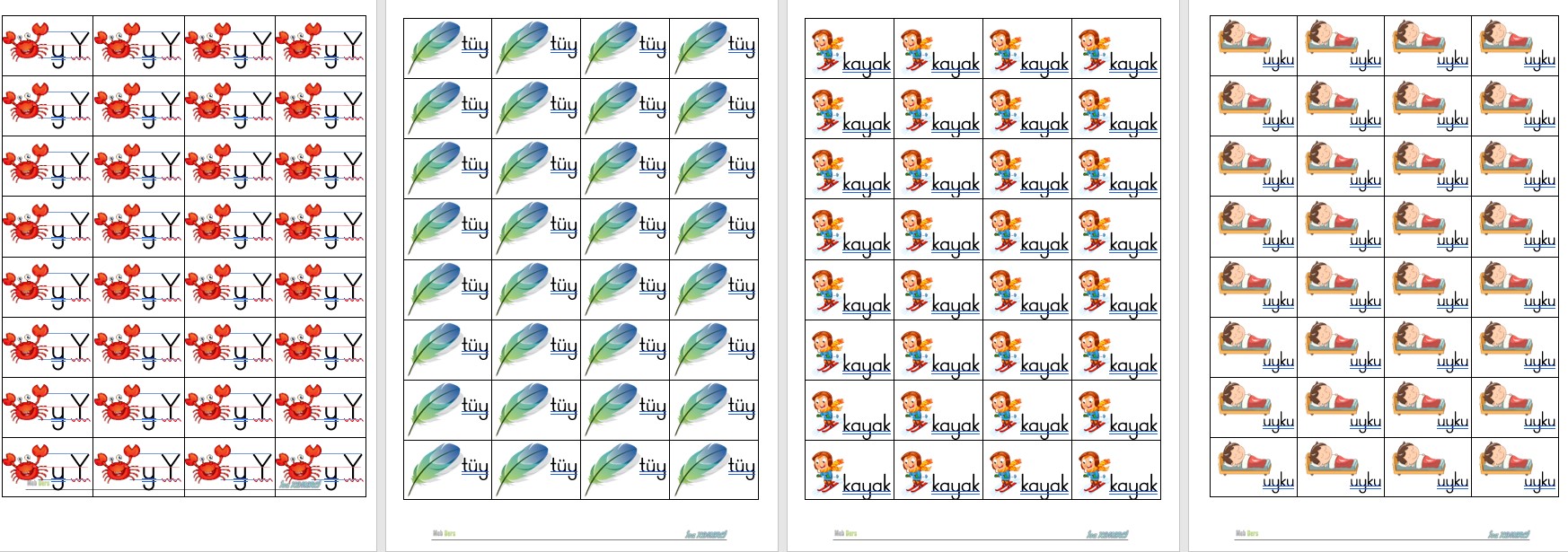1. Sınıf İlk Okuma Yazma Y Sesi Defter Çalışması