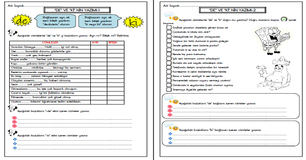 4. Sınıf Türkçe DE ve Kİ Ekinin Yazımı 6 Sayfa