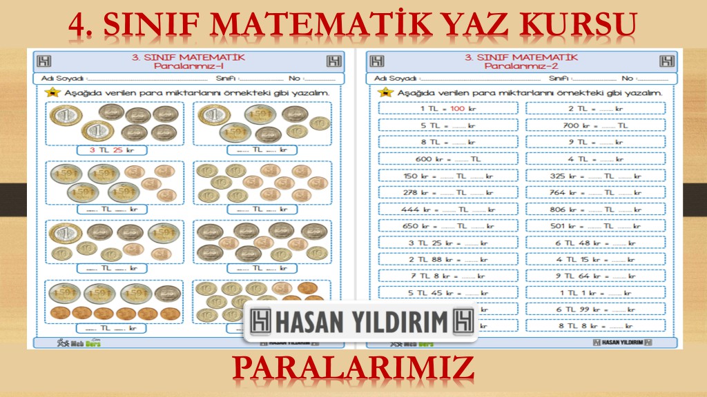 4.Sınıf Matematik Yaz Kursu - Paralarımız (3.Sınıf Tekrarı)