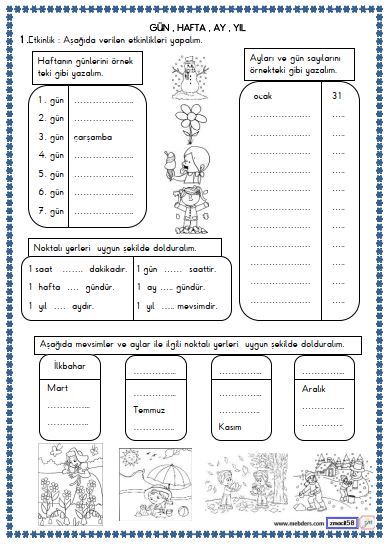 2. Sınıf Matematik Zamanı Ölçme ve Saat Etkinliği 7