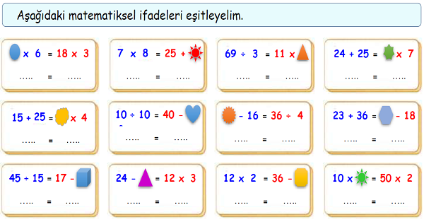 4.Sınıf Matematik Matematiksel İfadelerin Eşitliği-2