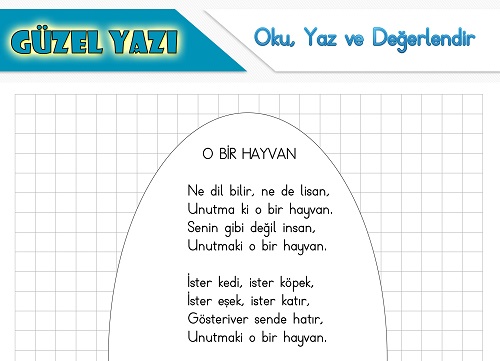 Şiir oku yaz değerlendir etkinliği - O Bir Hayvan